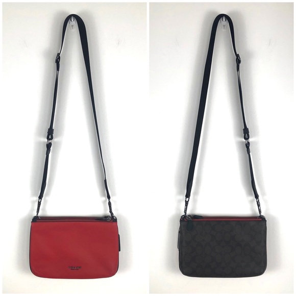 Coach Bags Coach Everett Crossbody In Colorblock Signature Canvas Red Brown 7x1x25 In Poshmark